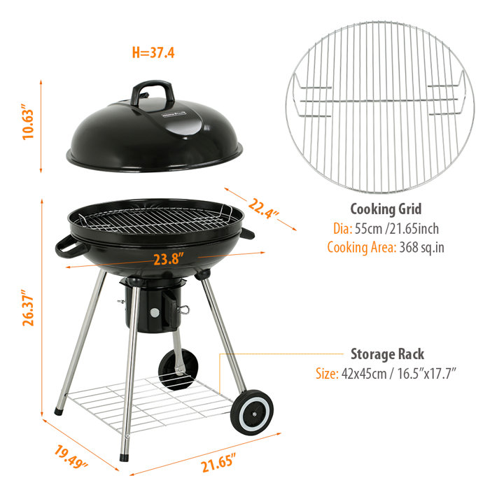 Mastercook 22" Kettle Charcoal Grill Wayfair